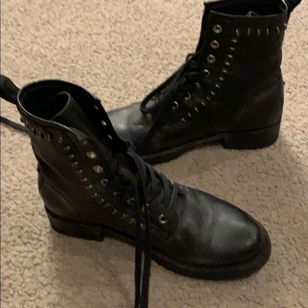 Frye black combat boots with studs. Worn 3x